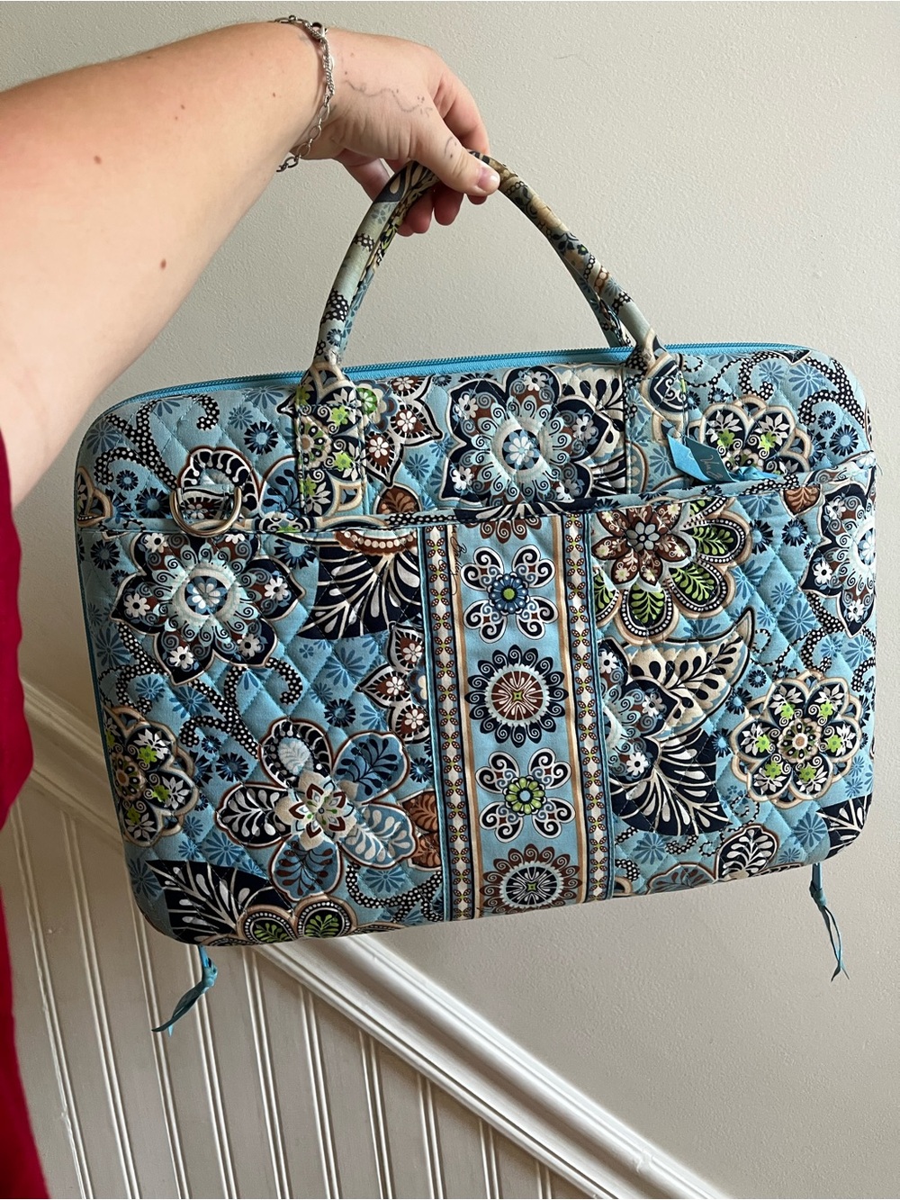 Vera Bradley Blue Quilted Floral Laptop Tote